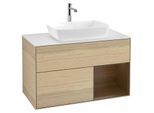 Villeroy und Boch Finion Waschtischunterschrank G781GNPC 100cm, Abdeckplatte white matt, Emotion, Regale Walnut Veneer, Oak Veneer