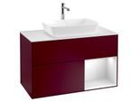 Villeroy und Boch Finion Waschtischunterschrank G781MTHB 100cm, Abdeckplatte white matt, Emotion, Regale White matt lacquer, Peony Matt