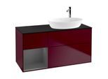 Villeroy und Boch Finion Waschtischunterschrank F922GKHB 120cm, Abdeckplatte black matt, Regale Anthracite matt lacquer, Peony Matt