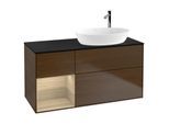Villeroy und Boch Finion Waschtischunterschrank F922PCGN 120cm, Abdeckplatte black matt, Regale Oak Veneer, Walnut veneer
