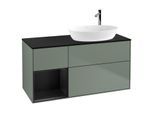 Villeroy und Boch Finion Waschtischunterschrank F922PDGM 120cm, Abdeckplatte black matt, Regale Black matt lacquer, Olive Matt Lacquer