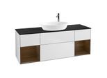 Villeroy und Boch Finion Waschtischunterschrank G982GNMT 160cm, Abdeckplatte black matt, Emotion, Regale Walnut Veneer, White matt lacquer