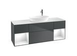 Villeroy und Boch Finion Waschtischunterschrank G981GFHG 160cm, Abdeckplatte white matt, Emotion, Regale Glossy white lacquer, Midnight Blue Matt Lacquer