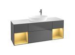 Villeroy und Boch Finion Waschtischunterschrank G981HFGK 160cm, Abdeckplatte white matt, Emotion, Regale Gold matt lacquer, Anthracite matt