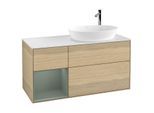 Villeroy und Boch Finion Waschtischunterschrank G921GMPC 120cm, Abdeckplatte white matt, Emotion, Regale Olive matt lacquer, Oak Veneer