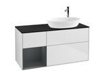 Villeroy und Boch Finion Waschtischunterschrank G922HGMT 120cm, Abdeckplatte black matt, Emotion, Regale Midnight matt lacquer, White matt lacquer