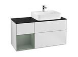 Villeroy und Boch Finion Waschtischunterschrank G142GMMT 120cm, Abdeckplatte black matt, Emotion, Regal links Olive Matt Lacquer, White matt lacquer