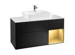 Villeroy und Boch Finion Waschtischunterschrank F171HFPD 120cm, Abdeckplatte white matt, Regal rechts Gold matt, Black matt lacquer
