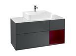 Villeroy und Boch Finion Waschtischunterschrank F171HBHG 120cm, Abdeckplatte white matt, Regal rechts Peony, Midnight Blue Matt Lacquer