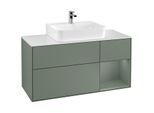 Villeroy und Boch Finion Waschtischunterschrank G171GMGM 120cm, Abdeckplatte white matt, Emotion, Regal rechts Olive Matt Lacquer, Olive Matt Lacquer