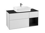 Villeroy und Boch Finion Waschtischunterschrank G172PDMT 120cm, Abdeckplatte black matt, Emotion, Regal rechts Black matt lacquer, White matt lacquer