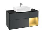 Villeroy und Boch Finion Waschtischunterschrank G172HFHG 120cm, Abdeckplatte black matt, Emotion, Regal rechts Gold matt, Midnight Blue Matt Lacquer