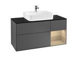 Villeroy und Boch Finion Waschtischunterschrank G172PCGK 120cm, Abdeckplatte black matt, Emotion, Regal rechts Oak Veneer, Anthracite matt