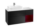 Villeroy und Boch Finion Waschtischunterschrank G151HBPD 120cm, Abdeckplatte white matt, Emotion, Regal links Peony, Black matt lacquer
