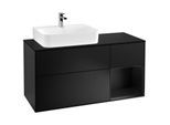 Villeroy und Boch Finion Waschtischunterschrank F152PDPD 120cm, Abdeckplatte black matt, Regal rechts Black matt lacquer, Black matt lacquer