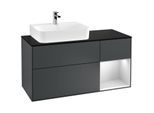 Villeroy und Boch Finion Waschtischunterschrank F152MTHG 120cm, Abdeckplatte black matt, Regal rechts White matt lacquer, Midnight Blue Matt Lacquer