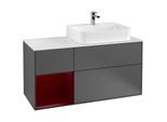 Villeroy und Boch Finion Waschtischunterschrank G141HBGK 120cm, Abdeckplatte white matt, Emotion, Regal links Peony, Anthracite matt