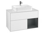 Villeroy und Boch Finion Waschtischunterschrank G121HGGF 100cm, Abdeckplatte white matt, Emotion, Regal rechts Midnight Blue Matt Lacquer, Glossy white lacquer