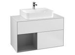 Villeroy und Boch Finion Waschtischunterschrank G111GKMT 100cm, Abdeckplatte white matt, Emotion, Regal links Anthracite matt, White matt lacquer