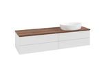 Villeroy und Boch Antao Waschtisch-Unterschrank L27012GF mit Beleuchtung, 160x36x50cm, Waschbeckenplattenfarbe warm walnut, glossy white lacquer