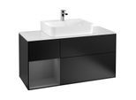 Villeroy und Boch Finion Waschtischunterschrank G161GKPD 120cm, Abdeckplatte white matt, Emotion, Regal links Anthracite matt, Black matt lacquer