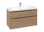 Villeroy und Boch Subway 3.0 Waschtisch-Unterschrank C570L1VJ 97,3x57,6x47,8cm, mit LED/Griff Volcano black, nordic oak