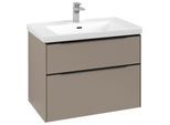 Villeroy und Boch Subway 3.0 Waschtisch-Unterschrank C574L1VM 77,2x57,6x47,8cm, mit LED/Griff Volcano black, taupe