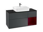 Villeroy und Boch Finion Waschtischunterschrank G172HBHG 120cm, Abdeckplatte black matt, Emotion, Regal rechts Peony, Midnight Blue Matt Lacquer