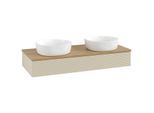 Villeroy und Boch Antao Waschtisch-Unterschrank L13111HJ mit Beleuchtung, 120x19x50cm, Waschbeckenplattenfarbe honey oak, silk grey matt lacquer