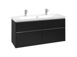 Villeroy und Boch Subway 3.0 Waschtisch-Unterschrank C60200VL 127,2x57,6x47,8cm, ohne LED/Griff Aluminium glänzend, volcano black