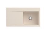 Villeroy und Boch Subway Style 50 Einbauspüle 335101FU Becken rechts, Ablaufgarnitur mit Handbetätigung, 900 x 510 mm, Ivory