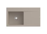 Villeroy und Boch Subway Style 50 Einbauspüle 335201AM Becken links, 900 x 510 mm, Ablaufgarnitur mit Handbetätigung, Almond