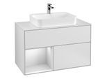 Villeroy und Boch Finion Waschtischunterschrank F361MTMT 100cm, Abdeckplatte white matt, Regal links White matt lacquer, White matt lacquer