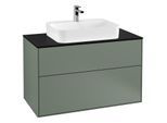 Villeroy und Boch Finion Waschtischunterschrank F35200GM 100x60,3cm, Abdeckplatte black matt, Olive Matt Lacquer