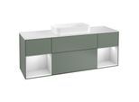 Villeroy und Boch Finion Waschtischunterschrank G331MTGM 160cm, Abdeckplatte white matt, Emotion, Regale White matt lacquer, Olive Matt Lacquer