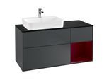 Villeroy und Boch Finion Waschtischunterschrank F402HBHG 120cm, Abdeckplatte black matt, Regal rechts Peony, Midnight Blue Matt Lacquer