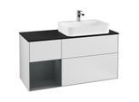 Villeroy und Boch Finion Waschtischunterschrank G392HGMT 120cm, Abdeckplatte black matt, Emotion, Regal links Midnight Blue Matt Lacquer, White matt lacquer
