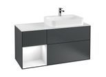 Villeroy und Boch Finion Waschtischunterschrank G391GFHG 120cm, Abdeckplatte white matt, Emotion, Regal links Glossy white lacquer, Midnight Blue Matt Lacquer