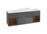 Villeroy und Boch Finion Waschtischunterschrank F331GNGK 160x60,3cm, Abdeckplatte white matt, Regale Walnut veneer, Anthracite matt