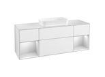 Villeroy und Boch Finion Waschtischunterschrank F331MTGF 160x60,3cm, Abdeckplatte white matt, Regale White matt lacquer, Glossy white lacquer