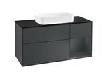 Villeroy und Boch Finion Waschtischunterschrank F302HGHG 120cm, Abdeckplatte black matt, Regal rechts Midnight Blue Matt Lacquer, Midnight Blue Matt Lacquer