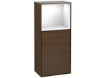 Villeroy und Boch Finion Seitenschrank F510GFGN 41,8x93,6x27cm, rechts, Regal oben Glossy White, Walnut veneer