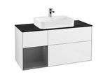 Villeroy und Boch Finion Waschtischunterschrank G412GKGF 120cm, Abdeckplatte black matt, Emotion, Regal links Anthracite matt, Glossy white lacquer