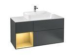 Villeroy und Boch Finion Waschtischunterschrank G411HFHG 120cm, Abdeckplatte white matt, Emotion, Regal links Gold matt, Midnight Blue Matt Lacquer