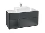 Villeroy und Boch Finion Waschtischunterschrank F411HGHG 120cm, Abdeckplatte white matt, Regal links Midnight Blue Matt Lacquer, Midnight Blue Matt Lacquer