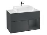 Villeroy und Boch Finion Waschtischunterschrank F371HGHG 100cm, Abdeckplatte white matt, Regal rechts Midnight Blue Matt Lacquer, Midnight Blue Matt Lacquer