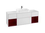 Villeroy und Boch Finion Waschtischunterschrank G451HBMT 160cm, Abdeckplatte white matt, Emotion, Regale Peony matt lacquer, White matt lacquer