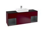 Villeroy und Boch Finion Waschtischunterschrank G452HGHB 160cm, Abdeckplatte black matt, Emotion, Regale Midnight matt lacquer, Peony Matt