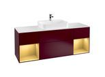 Villeroy und Boch Finion Waschtischunterschrank F451HFHB 160x60,3cm, Abdeckplatte white matt, Regale Gold matt lacquer, Peony Matt