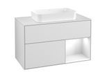 Villeroy und Boch Finion Waschtischunterschrank F251GFMT 100x60,3cm, Abdeckplatte white matt, Regal rechts Glossy white lacquer, White matt lacquer